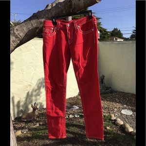 Miss Me RED with white stitching jeans, skinny size 30
